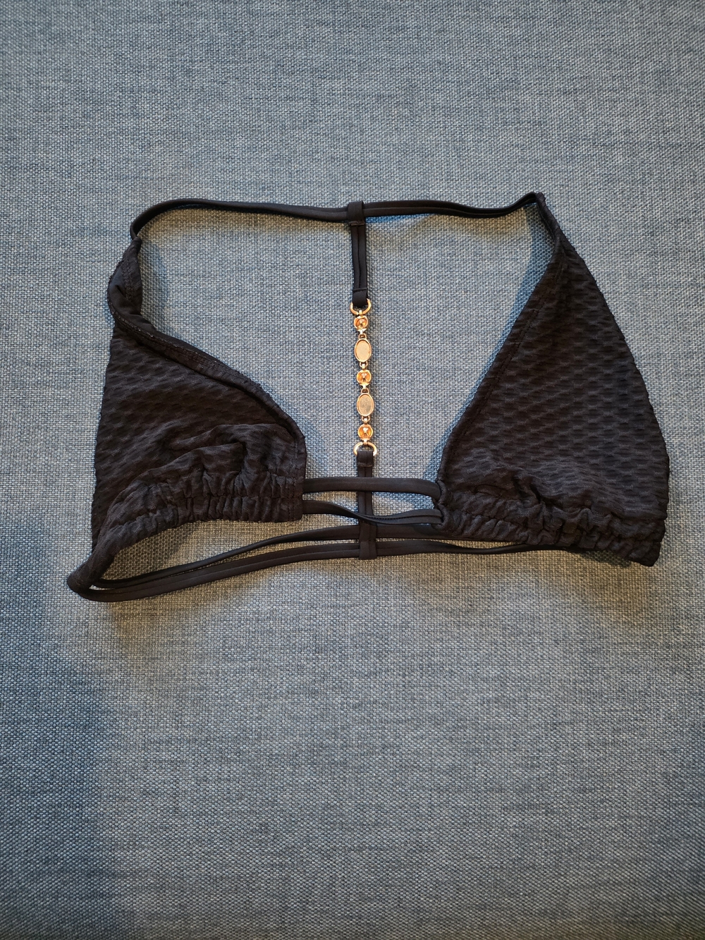 Black Decorative-Back Triangle Bikini Top